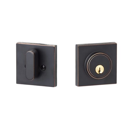 SURE-LOC HARDWARE Sure-Loc Hardware Modern Square Deadbolt, Single Cylinder, Vintage Bronze DB201-SMD 11P